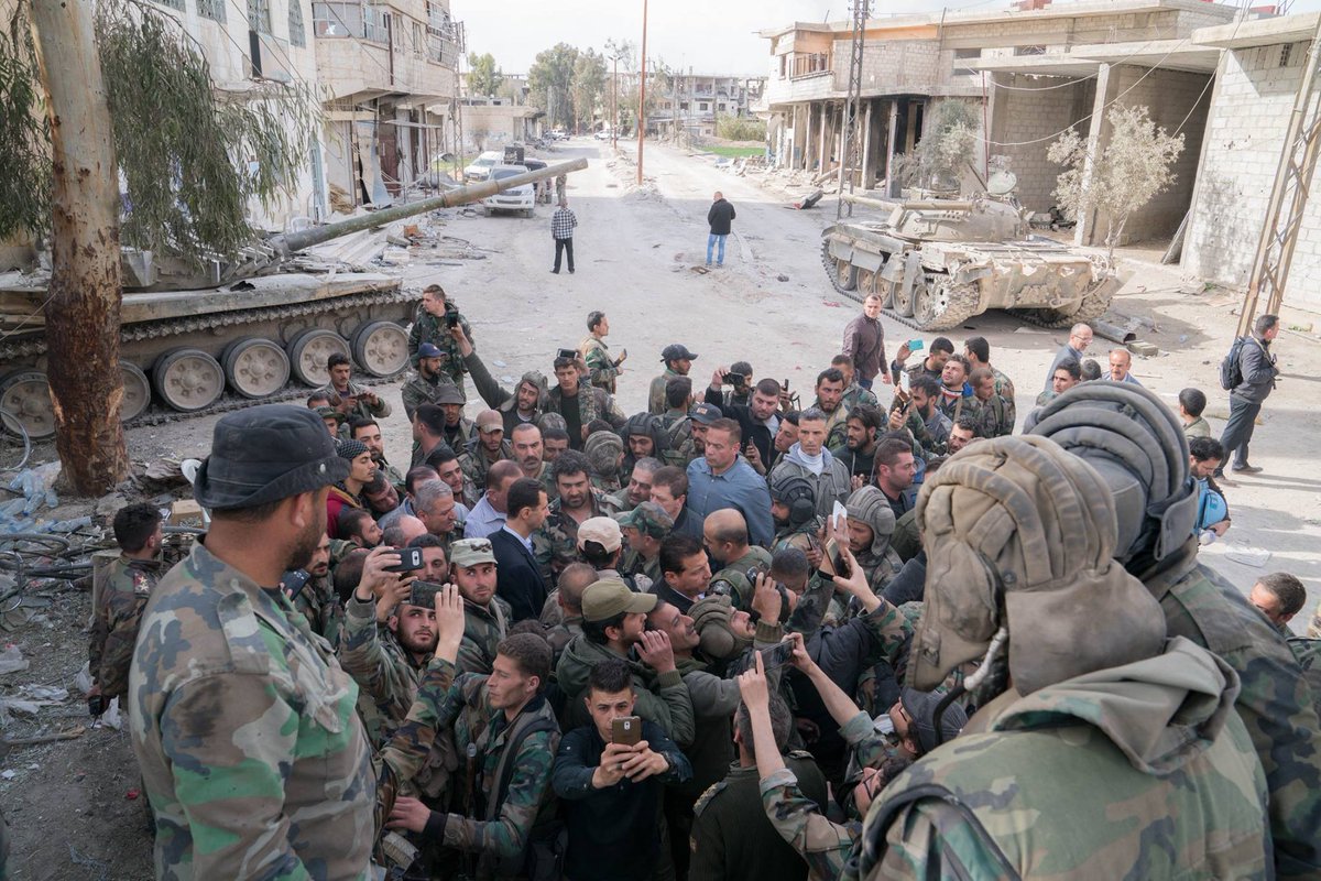 Syrian President Visits Frontlines In East Ghouta, Meets SAA Soldiers, Displaced Civilians (Videos, Photos)