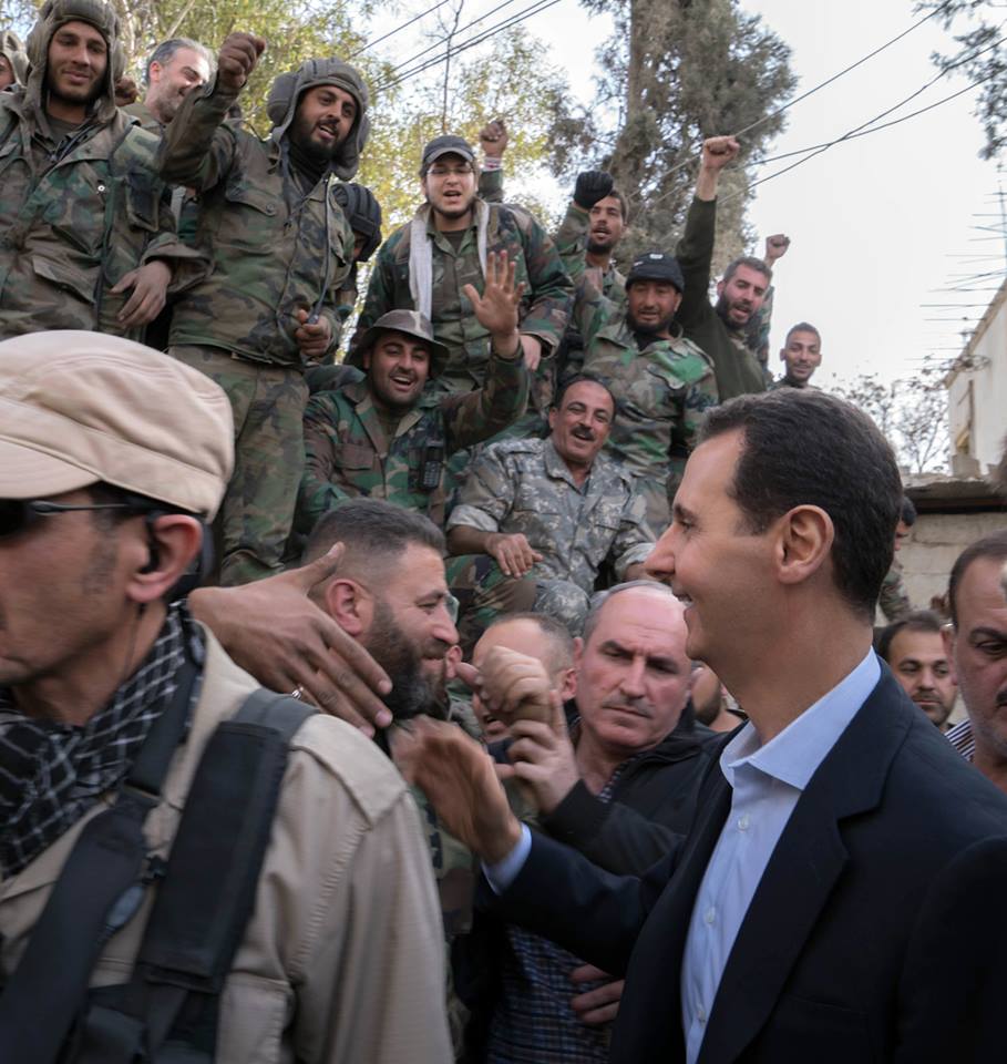 Syrian President Visits Frontlines In East Ghouta, Meets SAA Soldiers, Displaced Civilians (Videos, Photos)