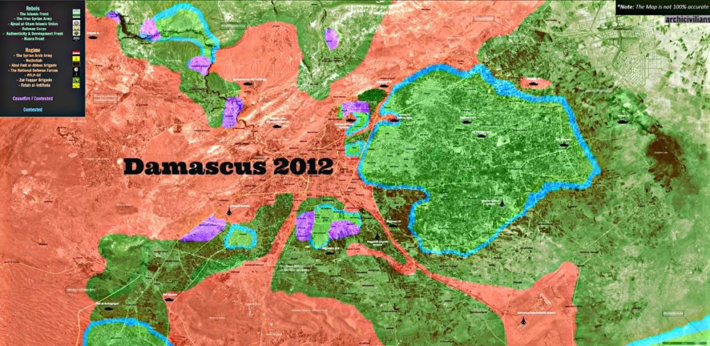 Map Comparison: Military Situation In Damascus Countryside In 2012 And 2018