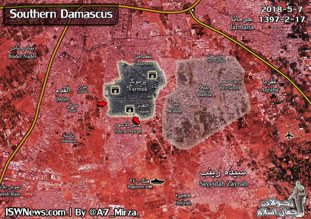 Map Update: Military Situation In Southern Damacsus On May 7, 2018