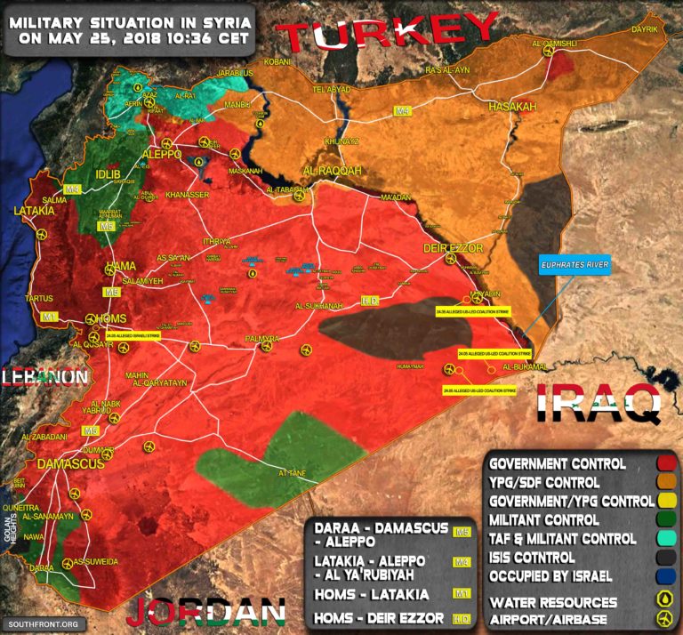 Map Update: Reported Israeli, US Airstrikes On Syria On May 24