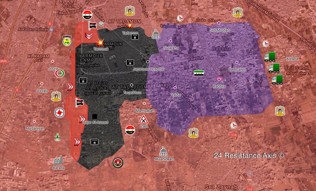 Syrian Army Enters Northern Part Of Yarmouk Camp In Course Of Its Anti-ISIS Operation In Southern Damascus