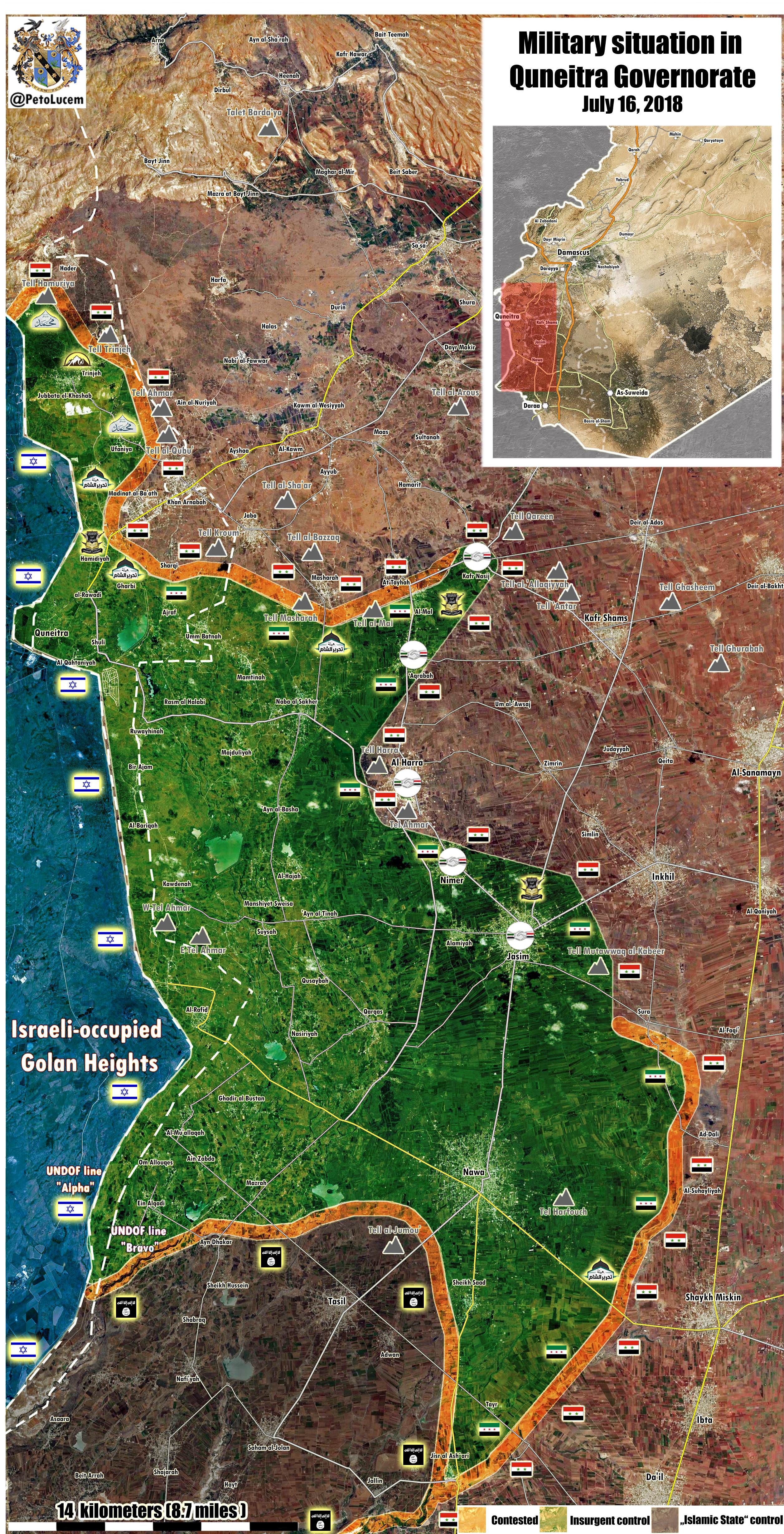 Map Update: Military Situation In Syria's Quneitra Province On July 16, 2018