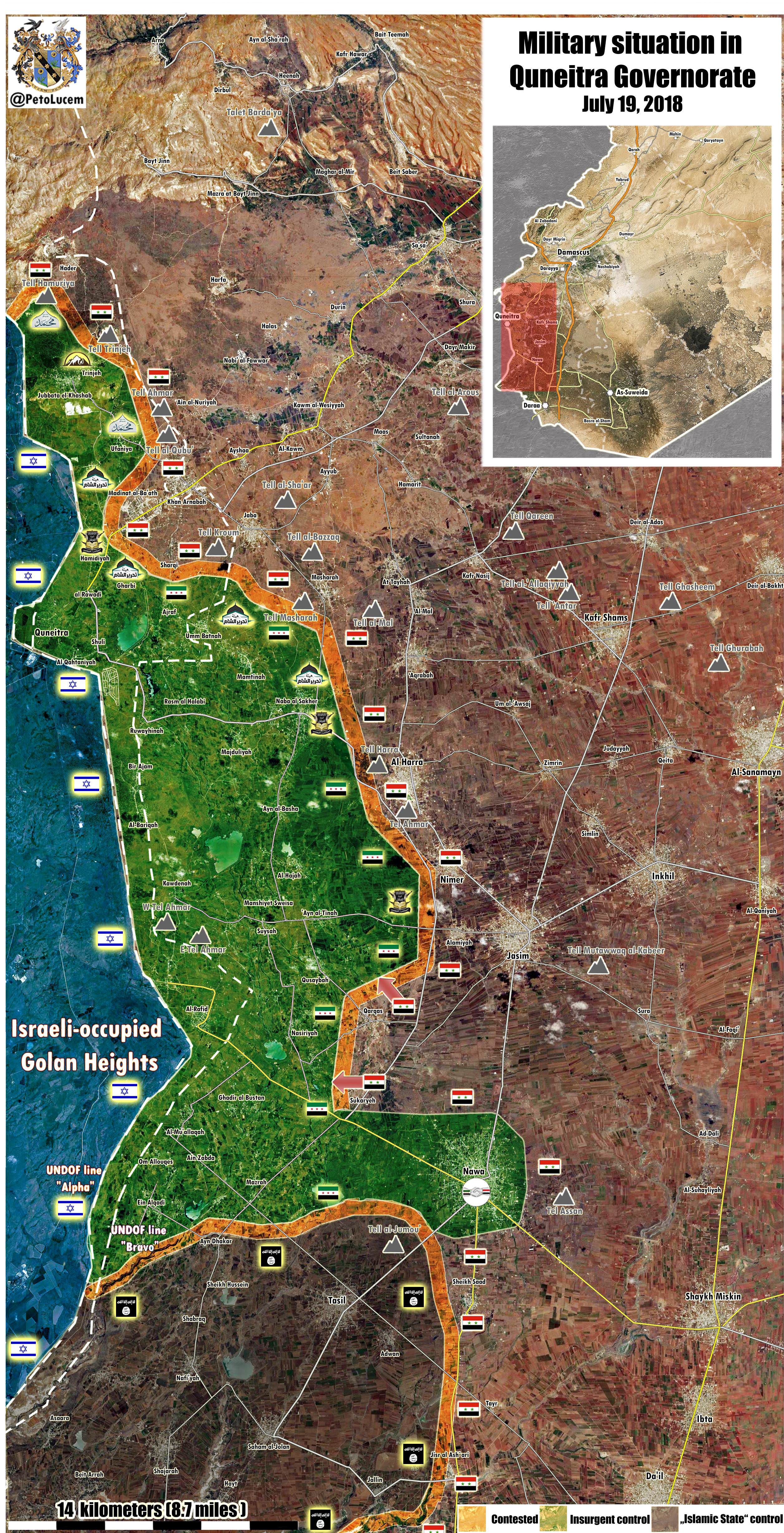 Map Update: Military Situation In Syria's Quneitra Province On July 19, 2018