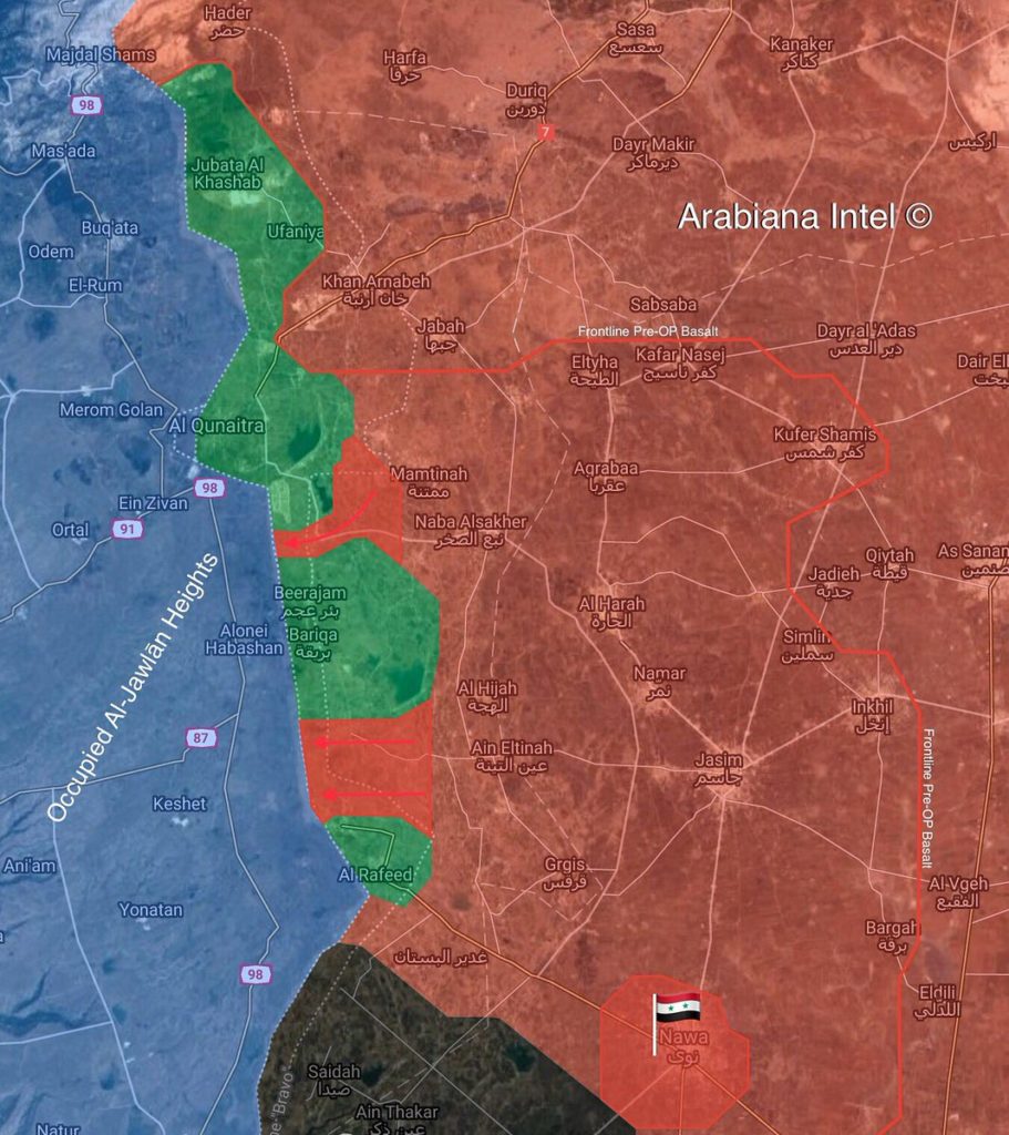 In Maps: Government Forces' Direct Control Of Villages And Towns East Of Golan Heights