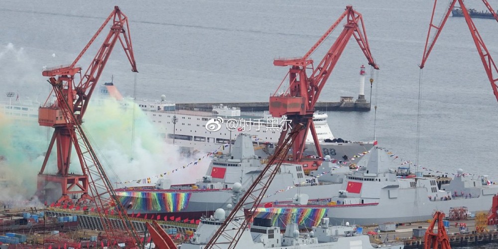 China Launches Two Type 055 Guided Missile Destroyers (Photos)