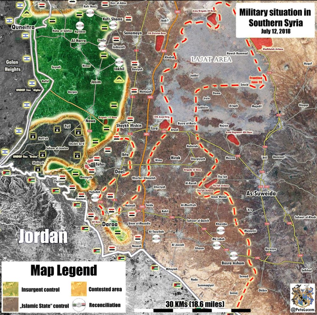 Map Update: Military Situation In Southern Province Of Daraa On July 12, 2018