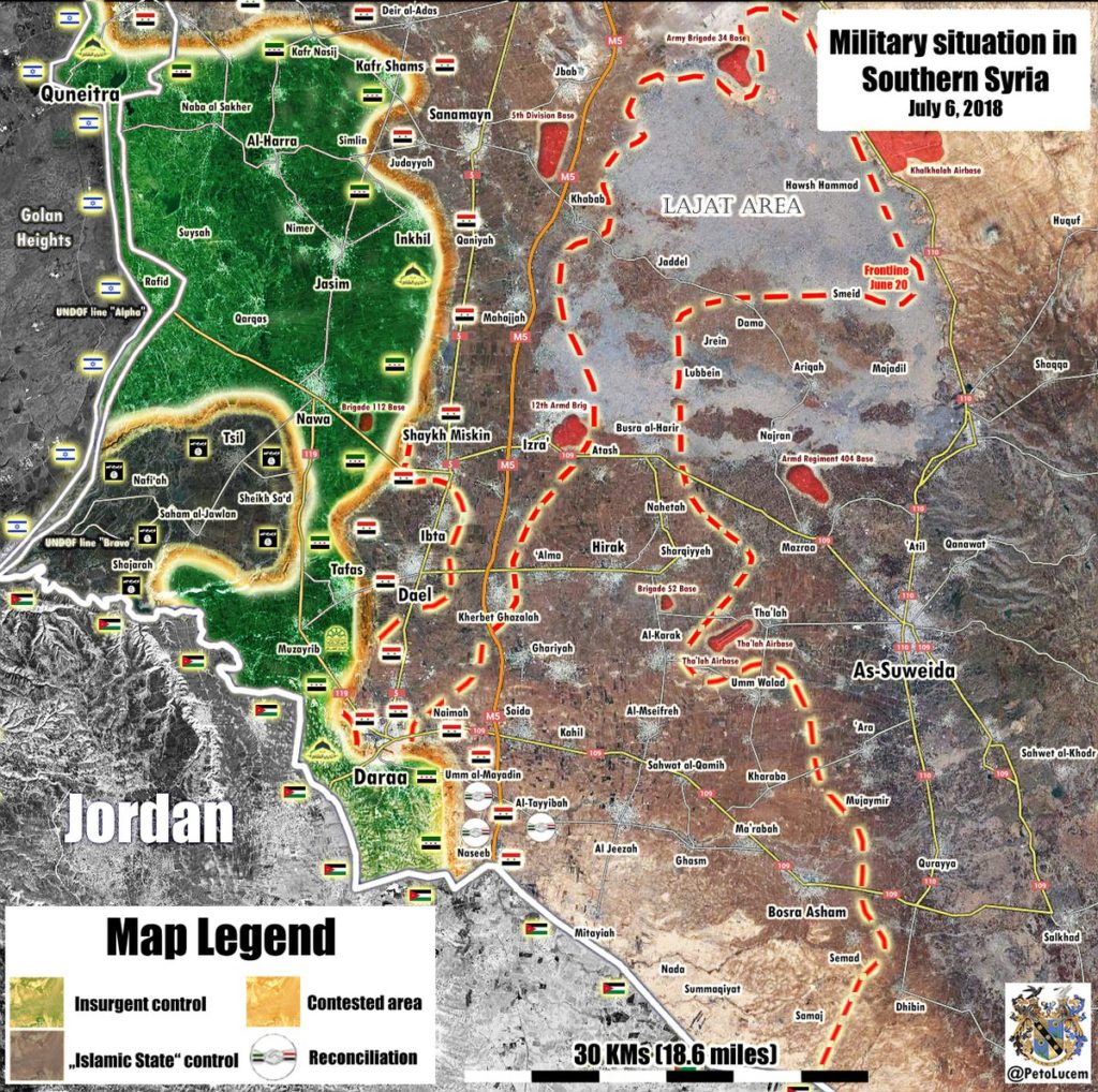 Map Update: Military Situation In Southern Syria After Liberation Of Nasib Border Crossing, Nearby Area