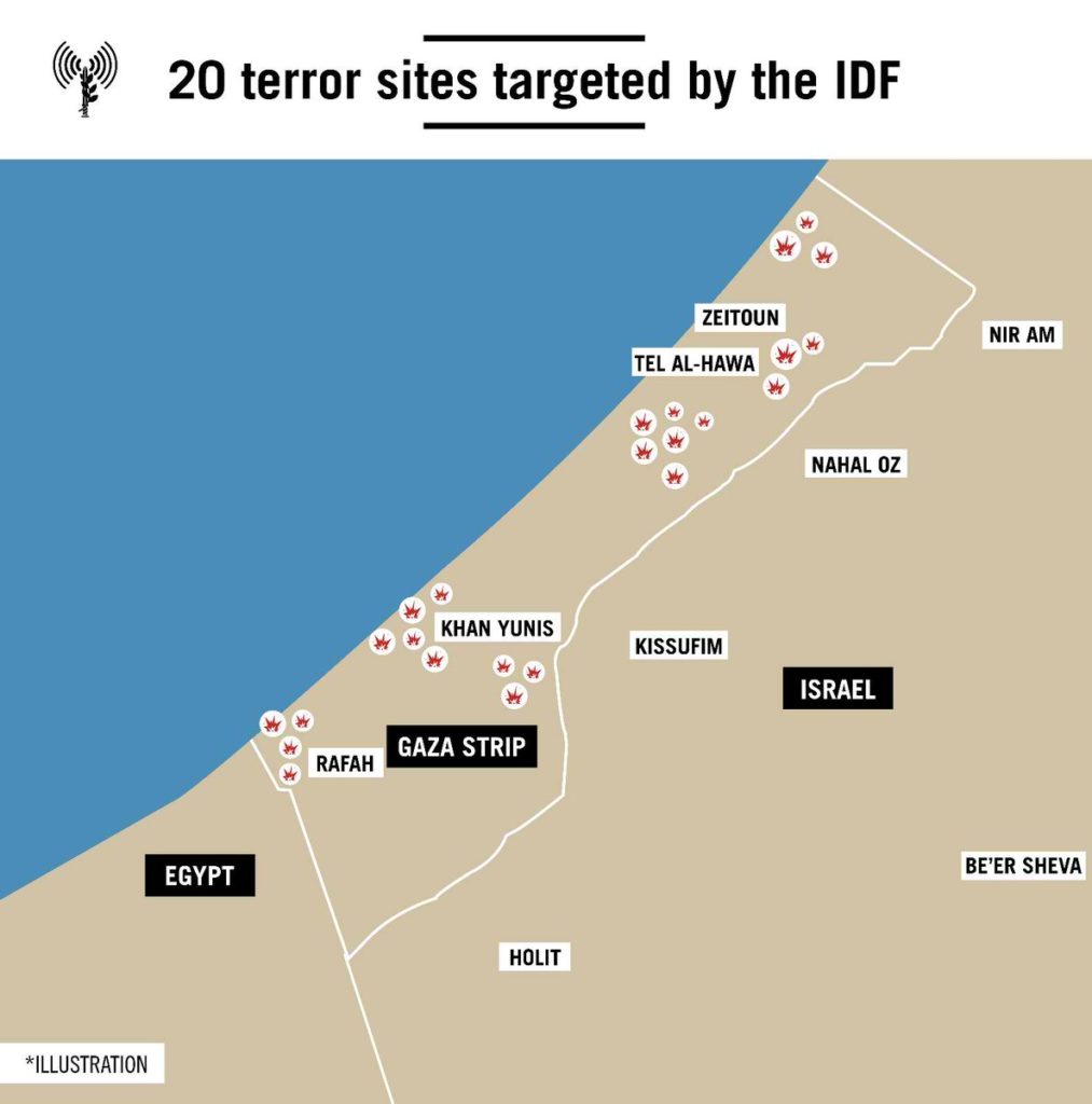 Israeli Air Force Has Carried Out Strikes On Over 20 Targets In Gaza Since Morning