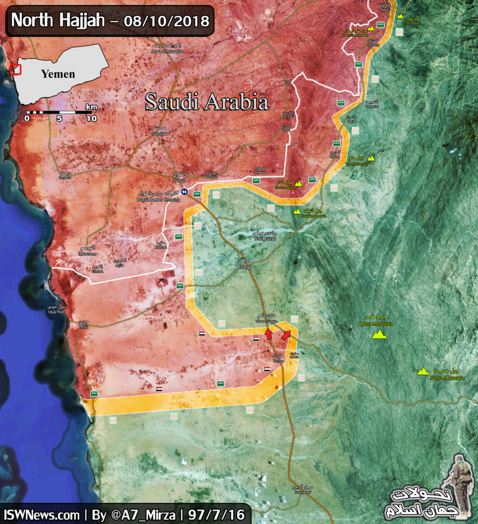 Saudi-led Coalition Working To Encircle Houthi-held Town Of Harad In Northwestern Yemen (Map)