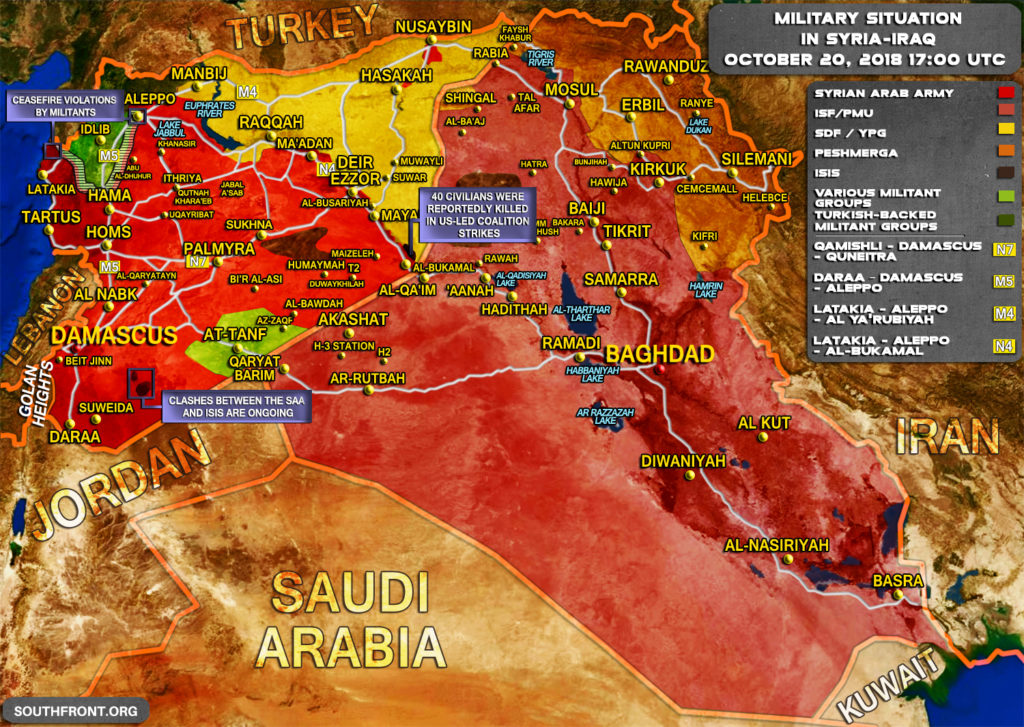 Map Update: Military Situation In Syria And Iraq On October 20, 2018