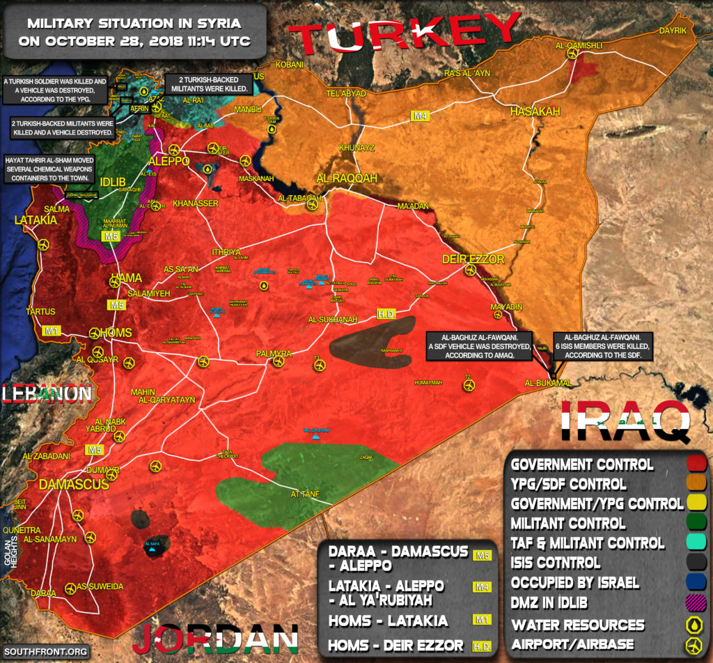 Brief Look At Military Situation In Syria On October 22, 2018 (Map Update)