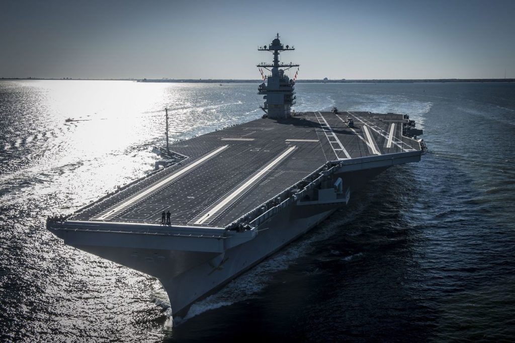 U.S. Super Aircraft Carrier Gerald R. Ford Is Delivered Without Elevators To Lift Bombs