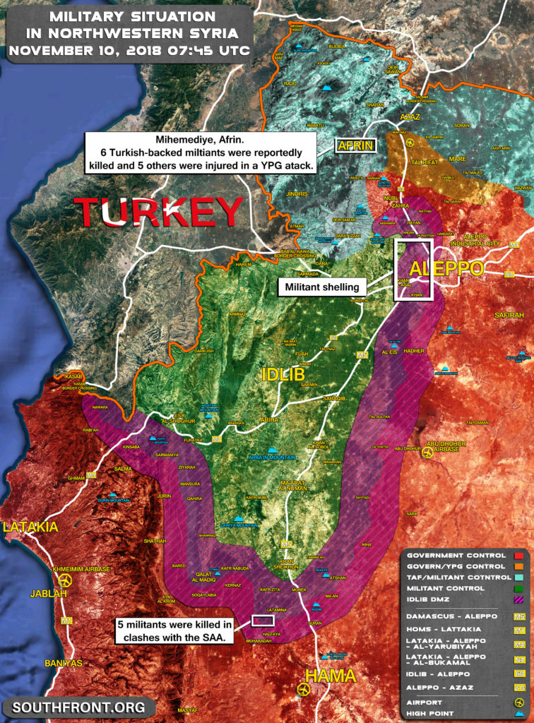 Military Situation In Syria's Idlib De-Escalation Zone On November 10, 2018 (Map Update)