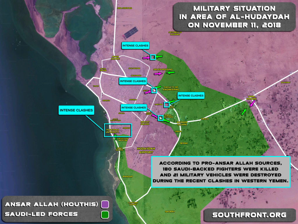 Overview Of Battle For Yemen's Al-Hudaydah On November 11, 2018 (Map)