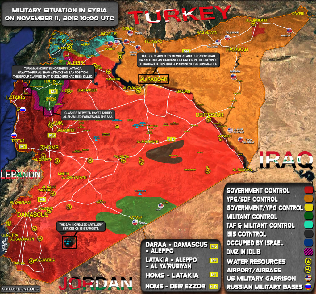 Military Situation In Syria On November 11, 2018 (Map Update)