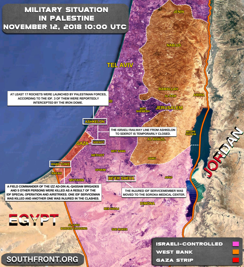 Map Update: Escalation In Gaza Strip On November 11-12, 2018