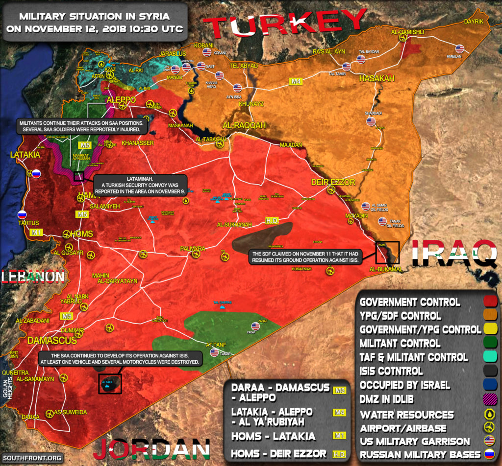 Brief Look At Military Situation In Syria On November 12, 2018 (Map Update)