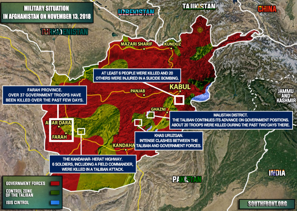 Military Situation In Afghanistan On November 13, 2018 (Map Update)