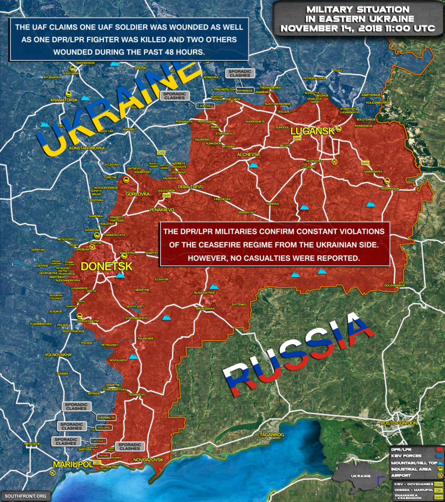 Brief Look At Military Situation In Eastern Ukraine On November 14, 2018 (Map Update)