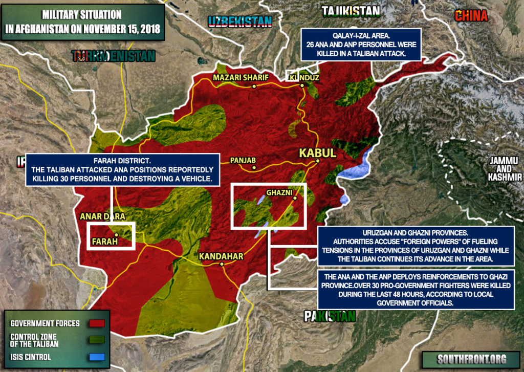 Brief Look At Military Situation In Afghanistan On November 15, 2018 (Map Update)