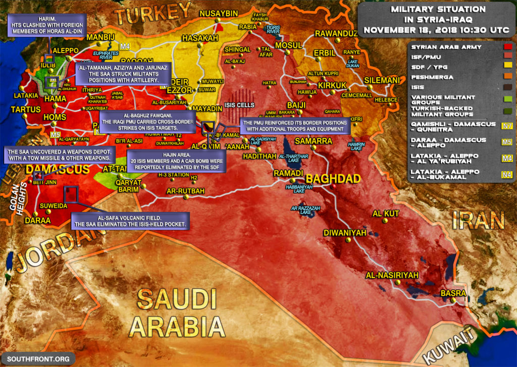 Brief Look At Military Situation In Syria And Iraq On November 18, 2018