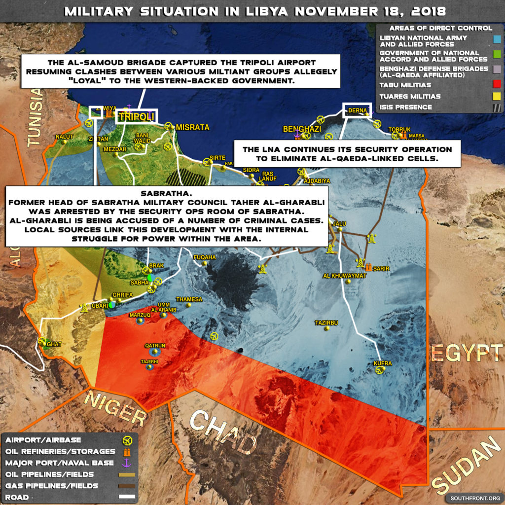 Brief Look At Military Situation In Libya On November 18, 2018 (Map Update)