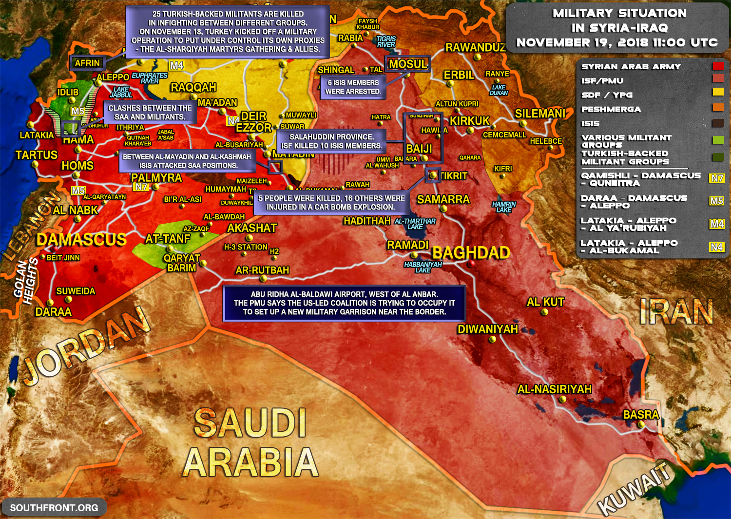 Military Situation In Syria And Iraq On November 19, 2018 (Map Update)