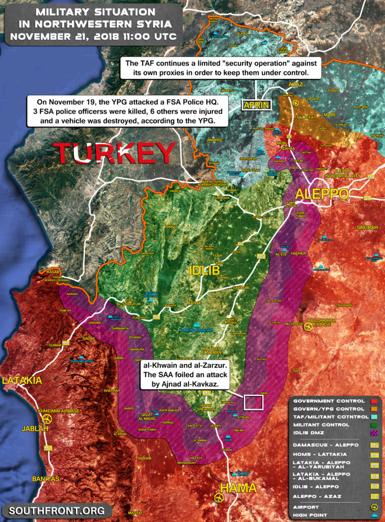 Brief Look At Military Situation In Northwestern Syria On November 21, 2018 (Map Update)