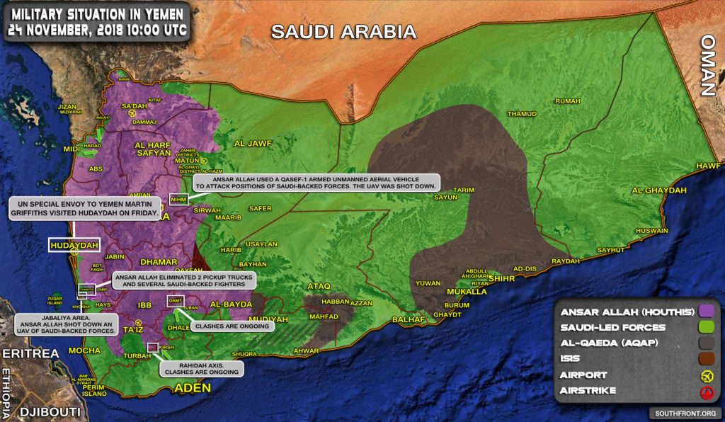 Brief Look At Military Situation In Yemen On November 24, 2018 (Map Update)