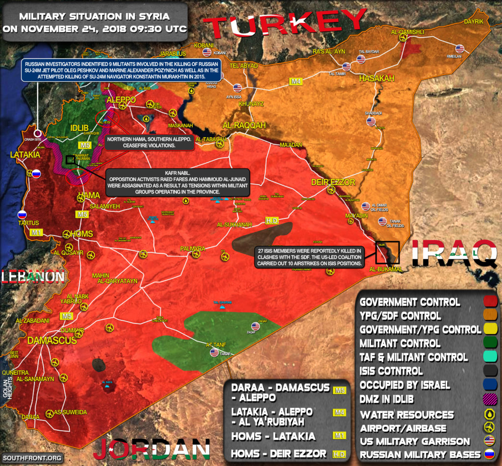 Brief Look At Military Situation In Syria On November 24, 2018