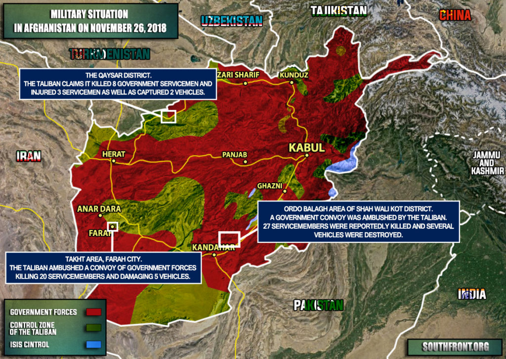 Military Situation In Afghanistan On November 26, 2018 (Map Update)