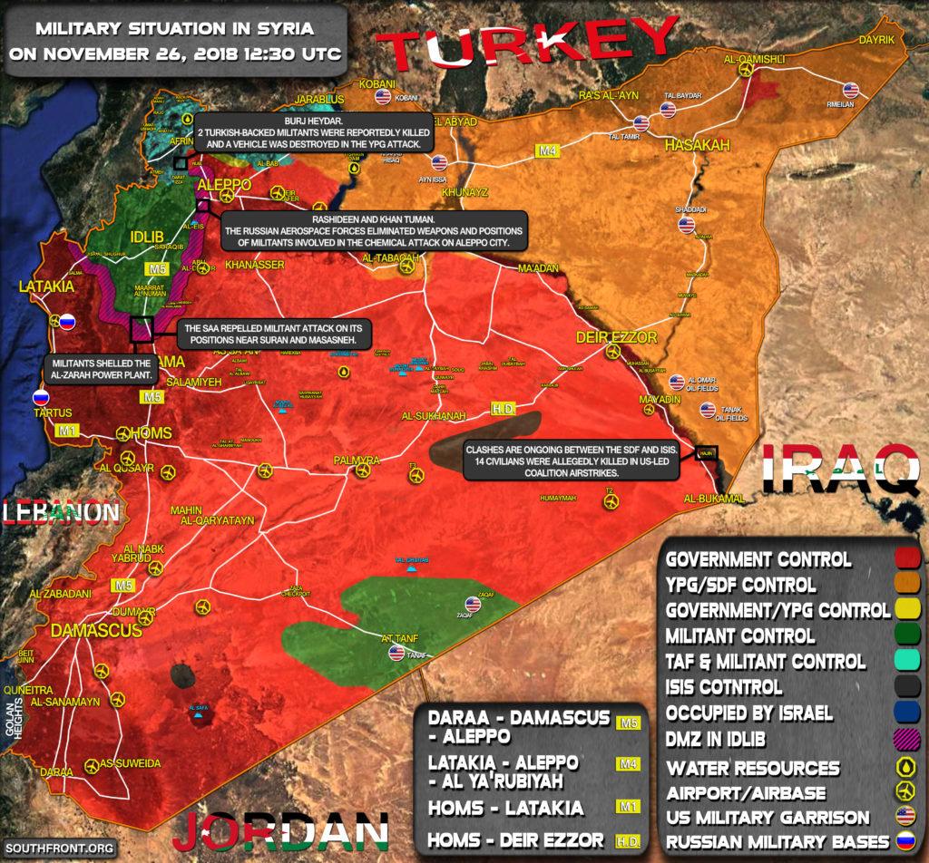 Brief Look At Military Situation In Syria On November 26, 2018 (Map Update)