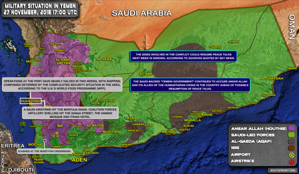 Brief Look At Military Situation In Yemen On November 27, 2018 (Map Update)