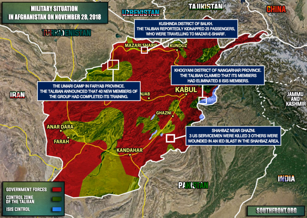 Military Situation In Afghanistan On November 28, 2018 (Map Update)