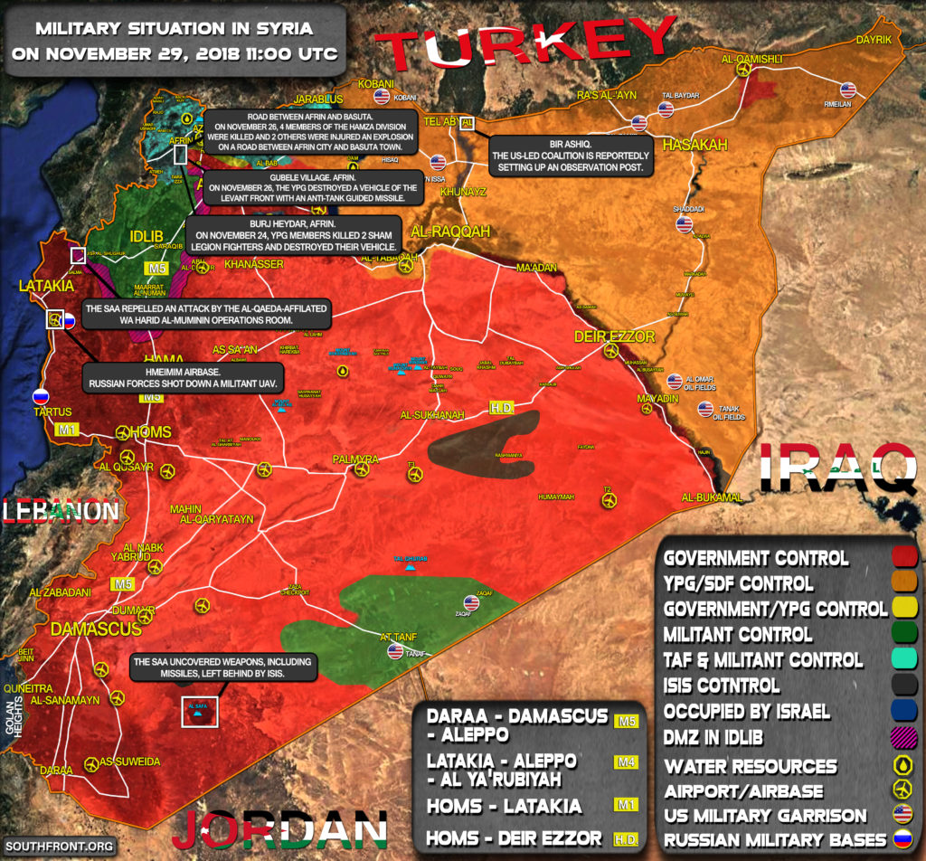 Overview Of Military Situation In Syria On November 29, 2018 (Map Update)