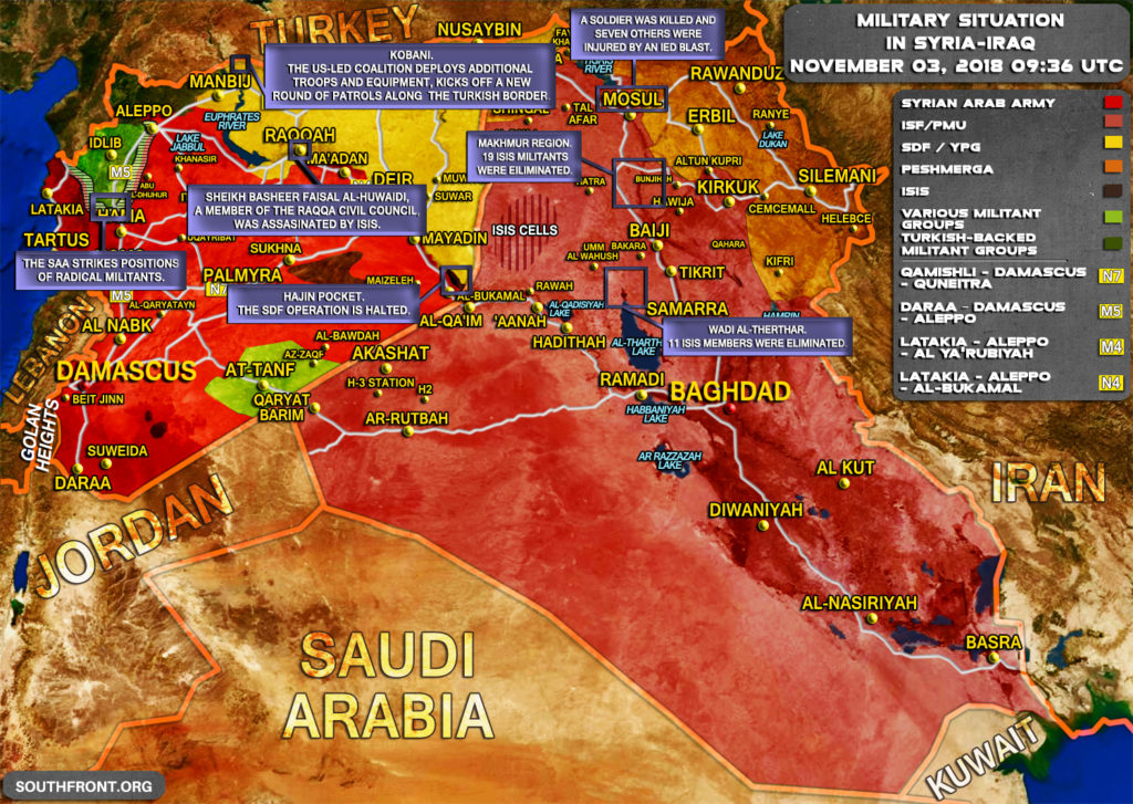 Military Situation In Syria And Iraq On November 3, 2018 (Map Update)