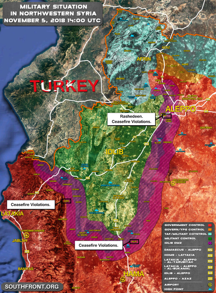 Military Situation In Northwestern Syria On November 5, 2018 (Map Update)