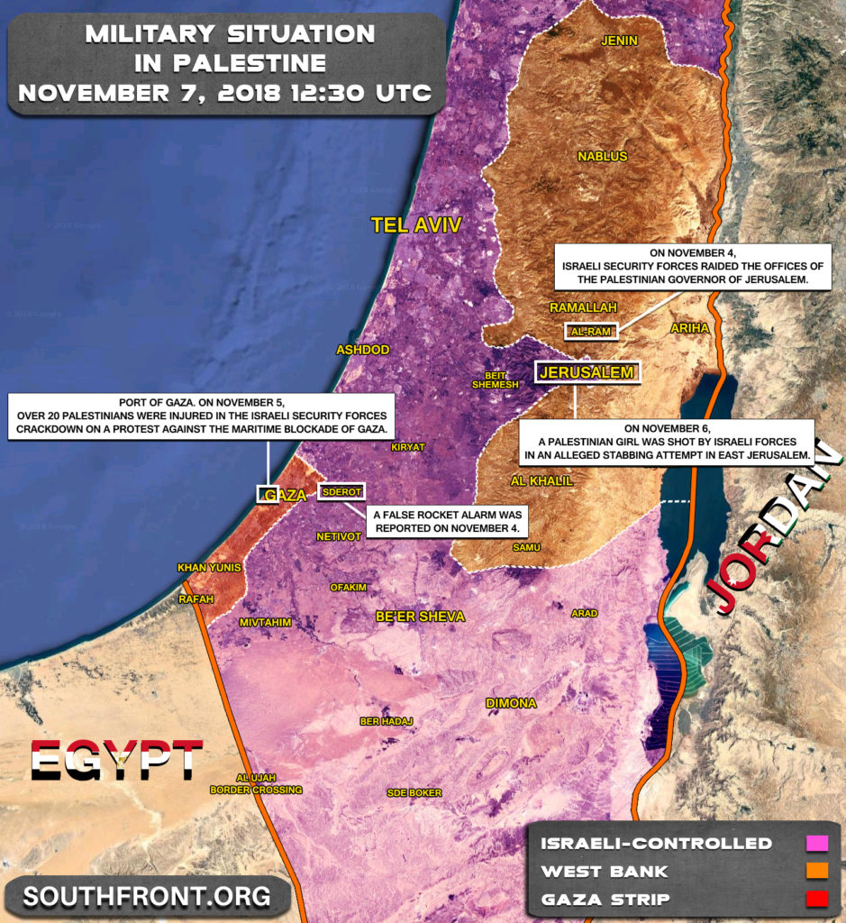 Security Situation In Palestine On November 7, 2018 (Map Update)