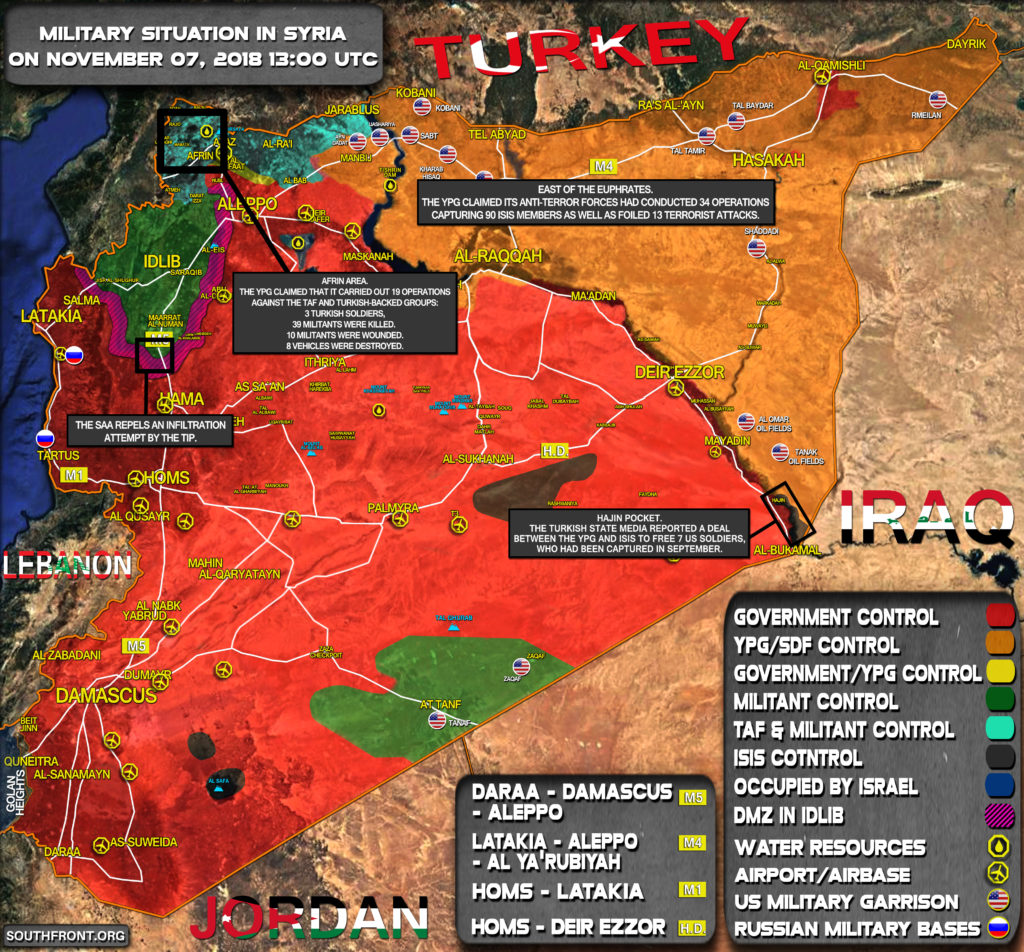 Brief Look At Military Situation In Syria On November 6-7, 2018 (Map Update)