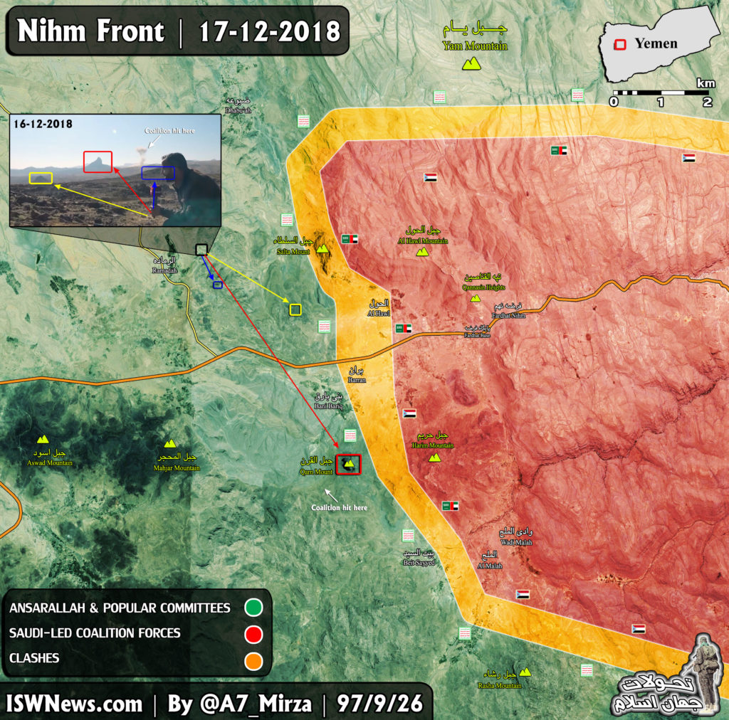 Yemen Map Update: Saudi-led Coalition Continues Attempts To Advance On Nihm Front