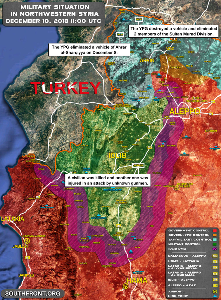 Military Situation In Northwestern Syria On December 10, 2018 (Map Update)