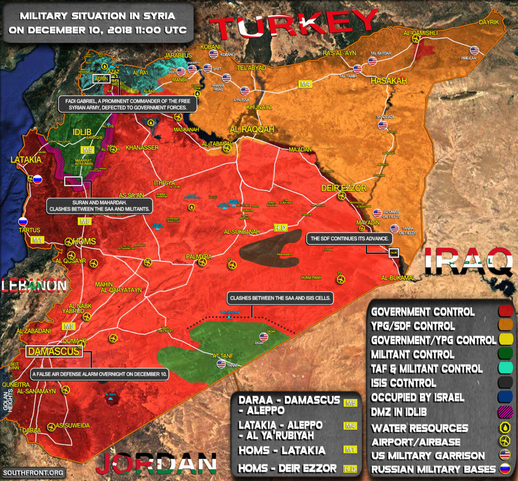 Military Situation In Syria On December 10, 2018 (Map Update)