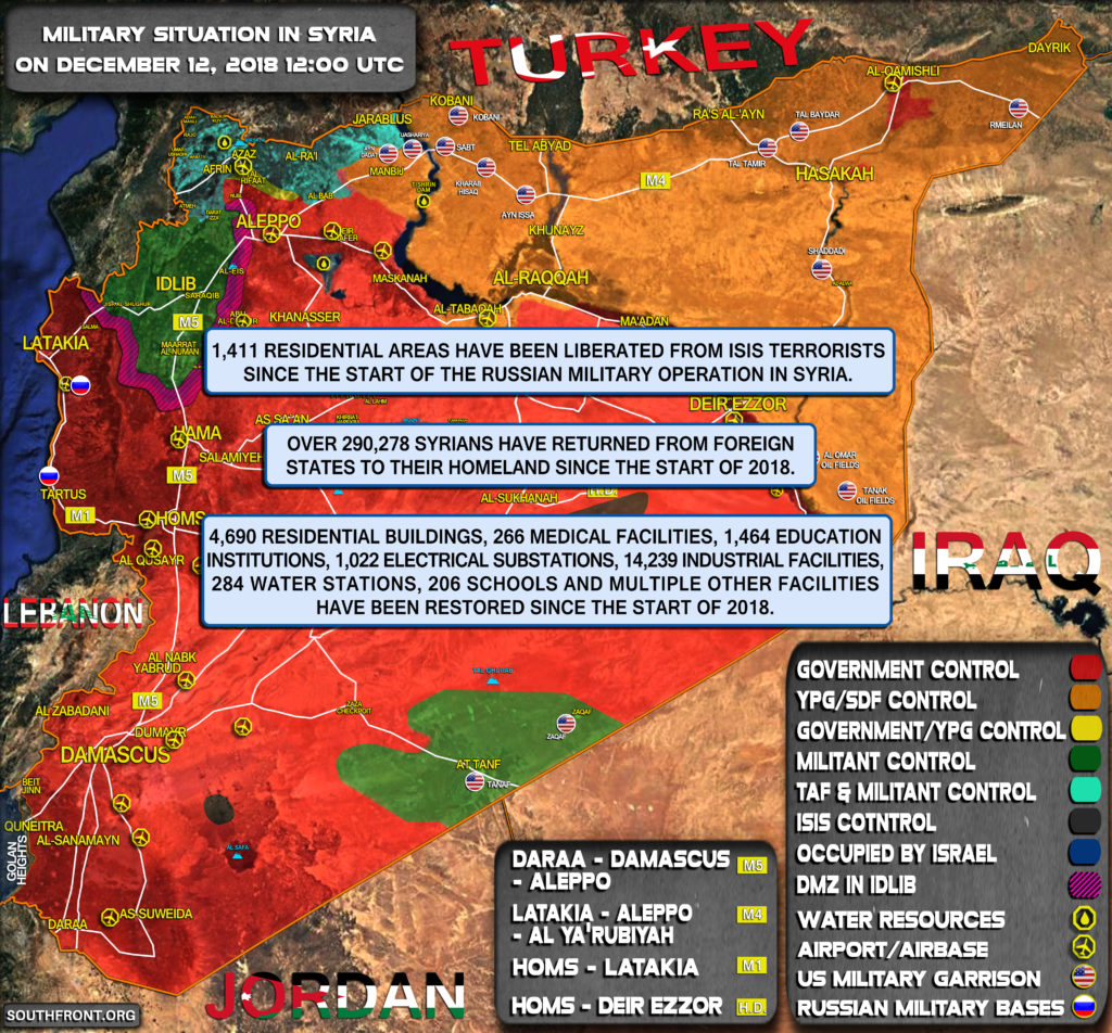 Military Situation In Syria On December 12, 2018 (Map Update)