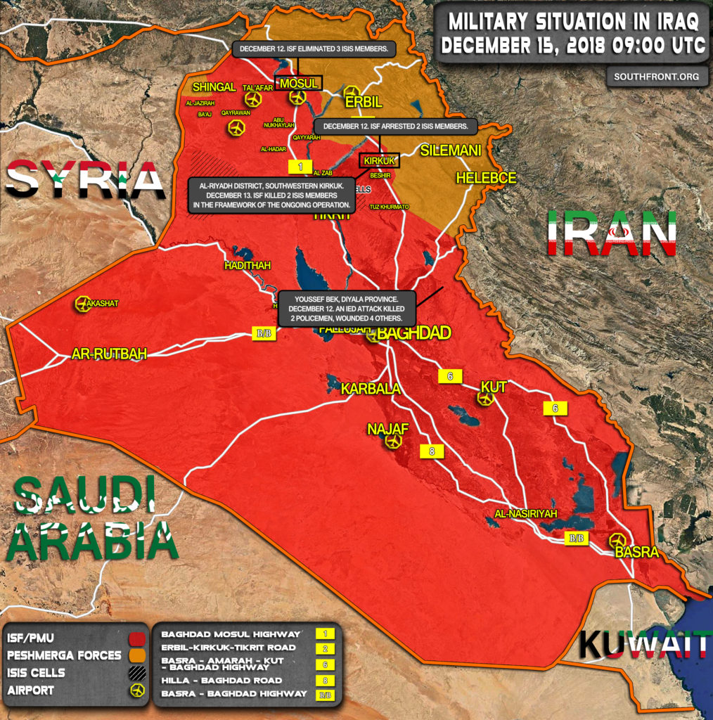 Map Update: Iraqi Security Forces Continue Operations Against ISIS Cells