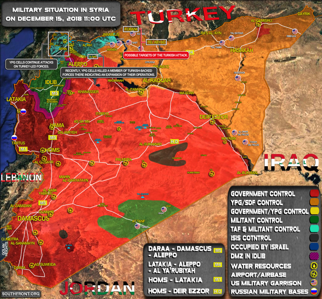 Military Situation In Syria On December 15, 2018 (Map Update)