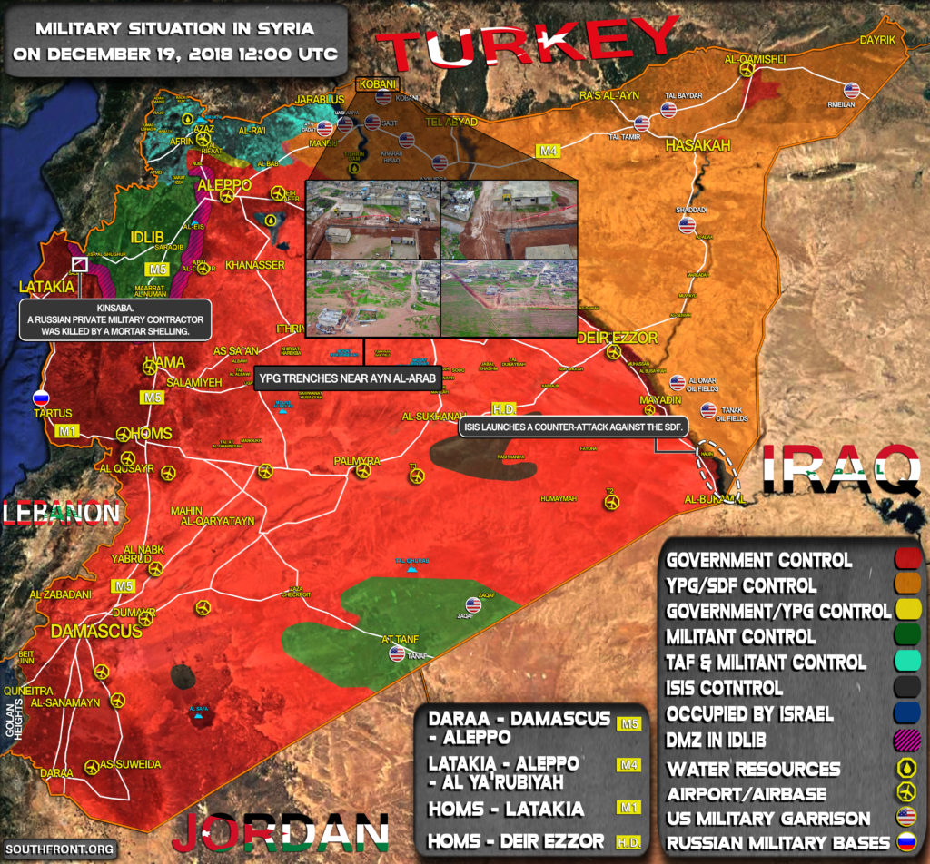 Military Situation In Syria On December 19, 2018 (Map Update)