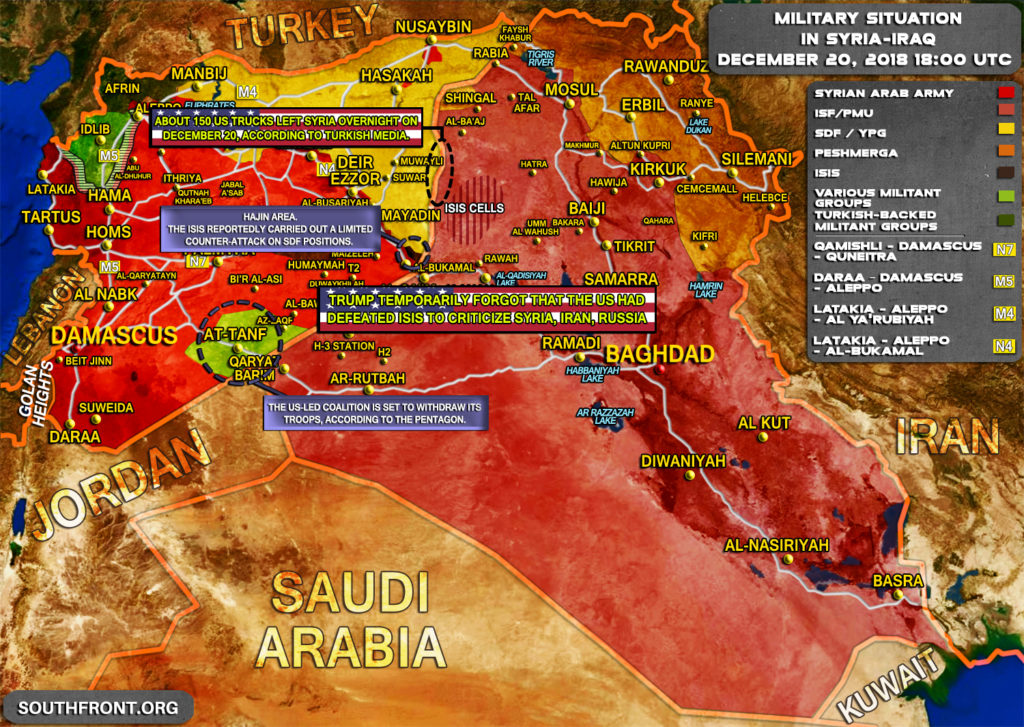 Military Situation In Syria And Iraq On December 20, 2018 (Map Update)