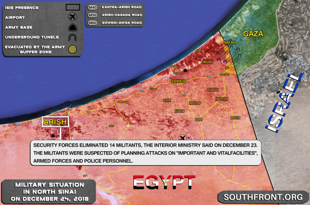 Security Forces Eliminate 14 Militants In Egypt's North Sinai (Map)