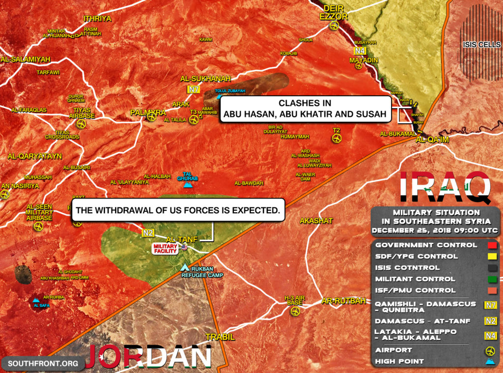 Military Situation In Southeastern Syria On December 25, 2018 (Map Update)